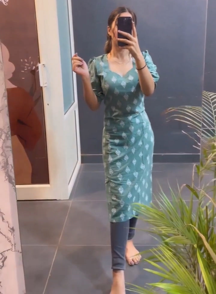 Multi-Color Cotton Printed Kurti For Women
