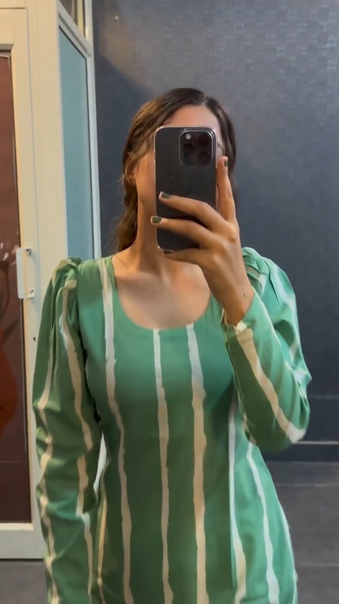 New Green Line Cotton Kurti For Women