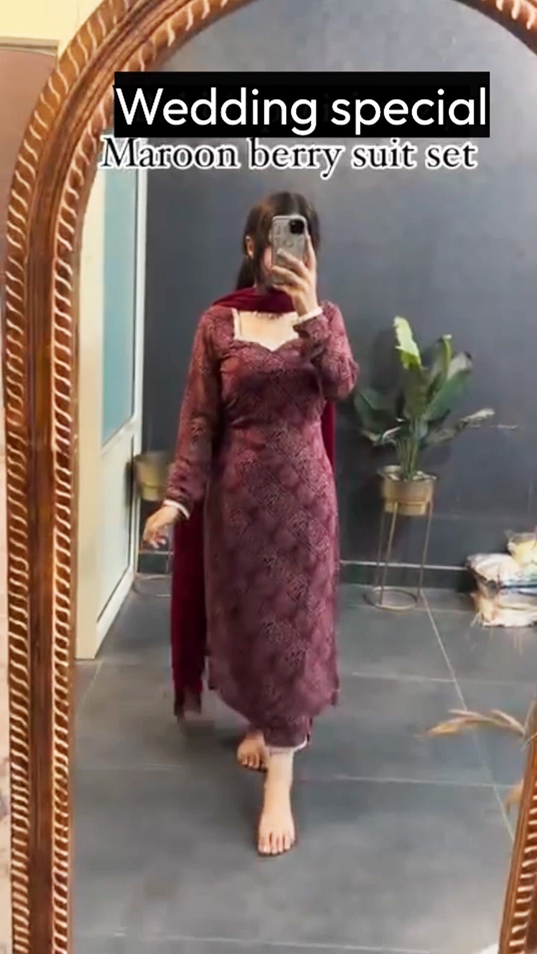 Maroon berry suit set Straight Wedding Special suits sets