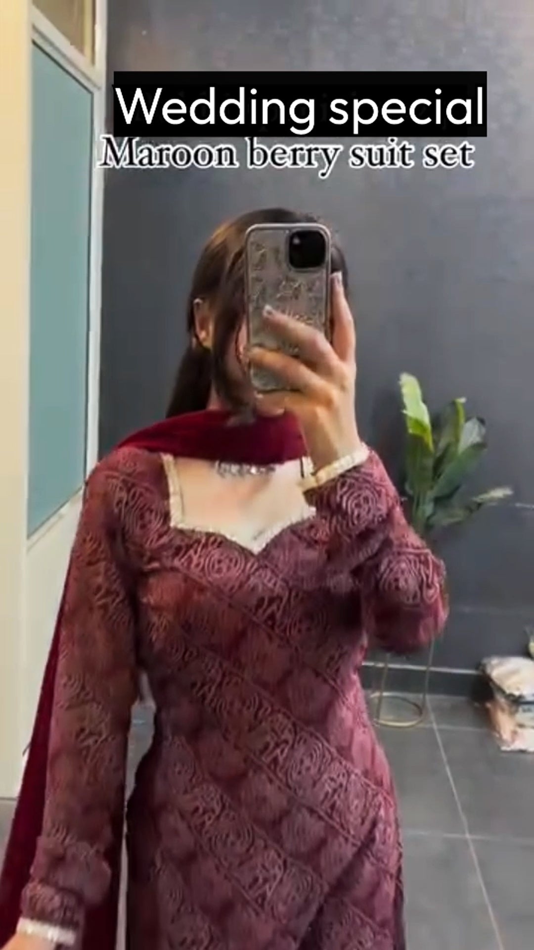 Maroon berry suit set Straight Wedding Special suits sets