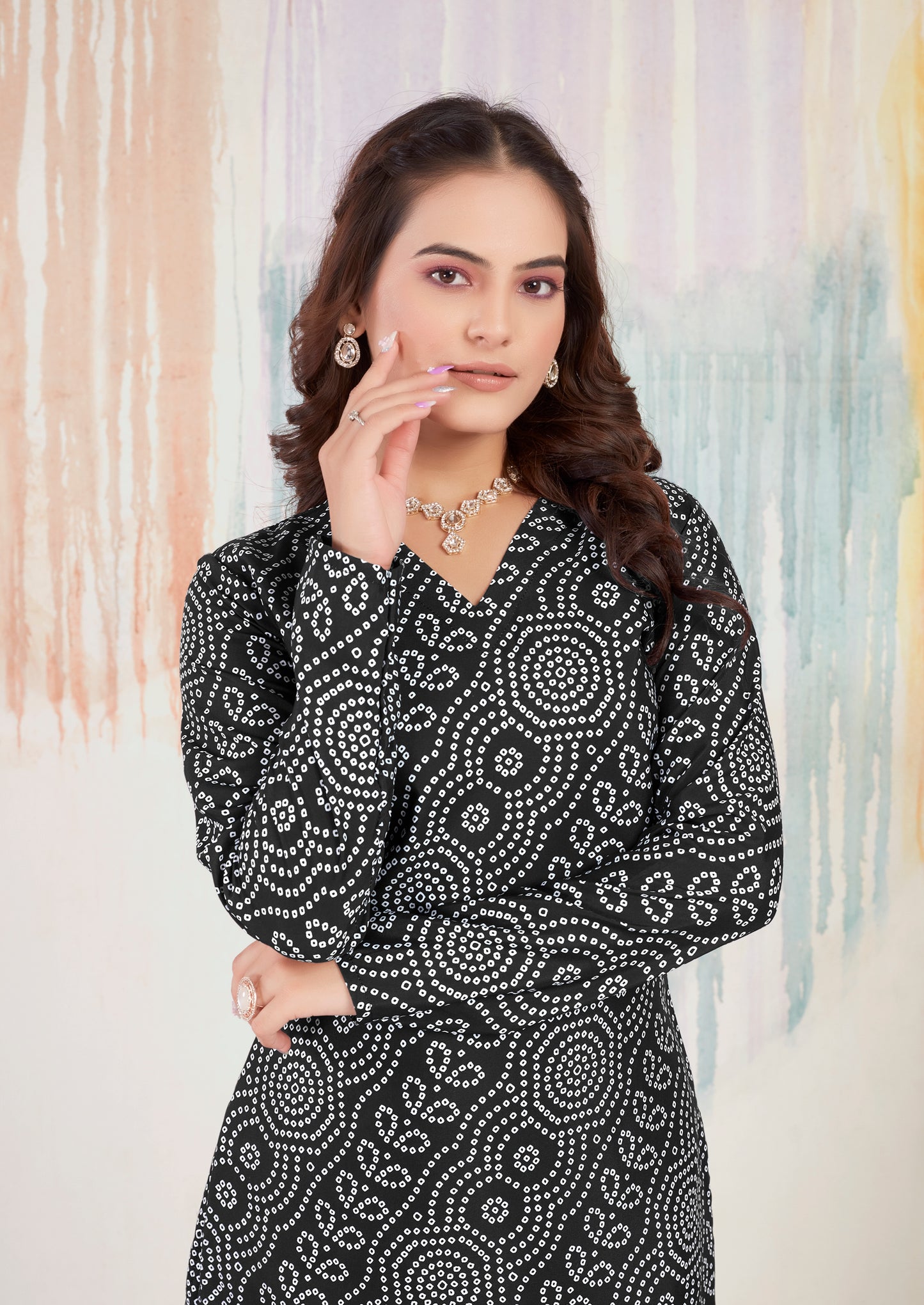 New Full Black Bandhani Kurti For Women