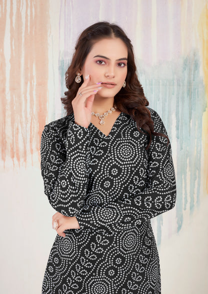 New Full Black Bandhani Kurti For Women