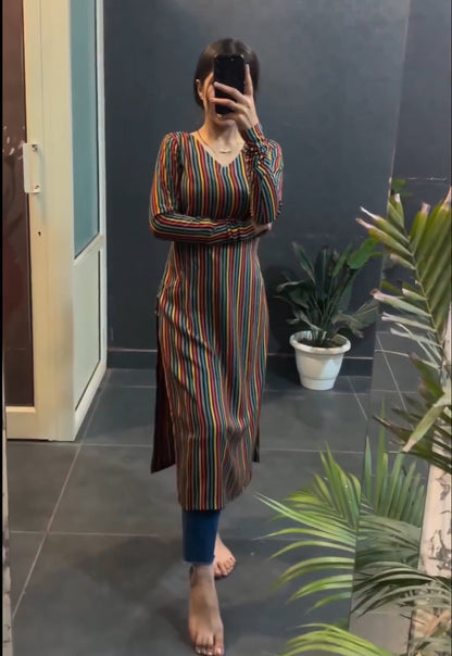 Multi-Color Cotton Printed Kurti For Women