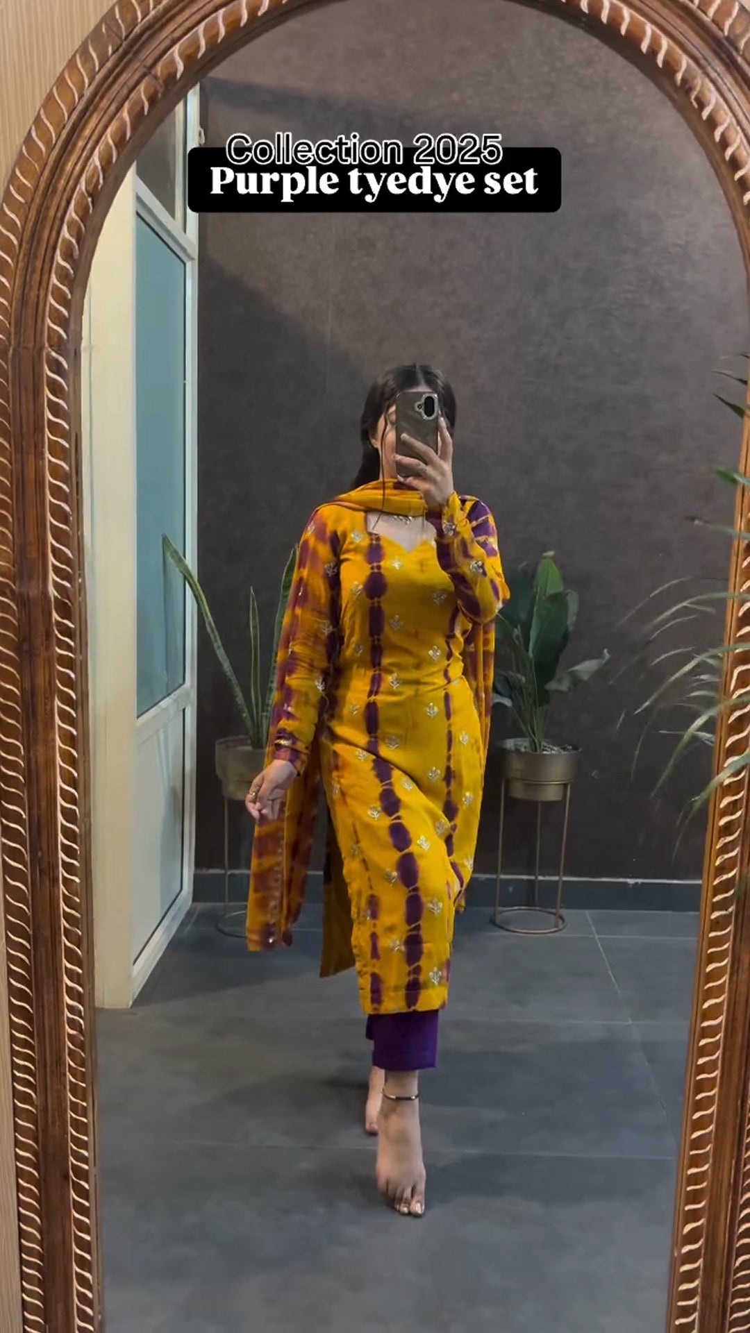 Royal Purple Mustard Tie-Dye Suit Set