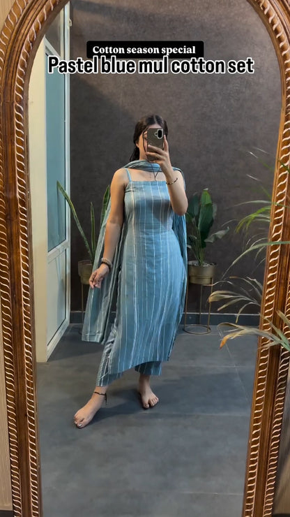 Everyday Comfort Pastel Blue Mul Cotton Set