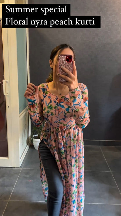 Presented Summer Special Floral Nyra Peach Kurti