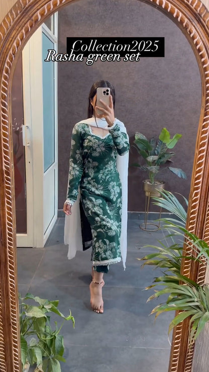 Trendy Green Rasha Set summer friendly suits sets
