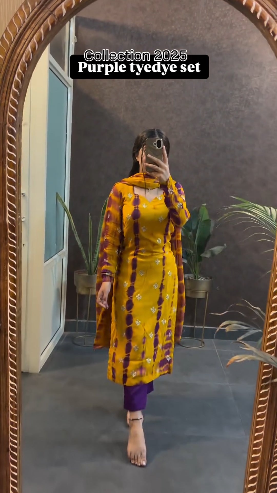 Royal Purple Mustard Tie-Dye Suit Set