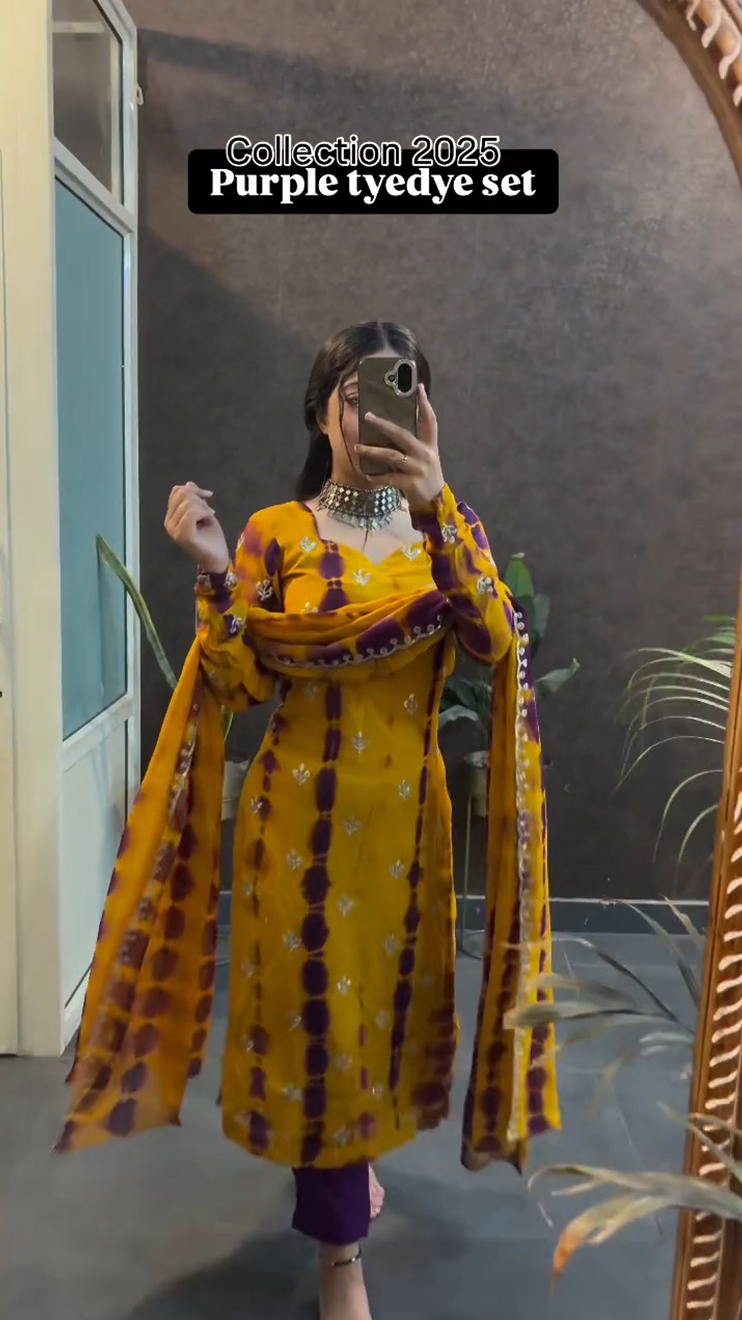 Royal Purple Mustard Tie-Dye Suit Set