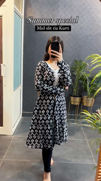 Presented Summer Special Mid Slit Ria Cotton Kurtis