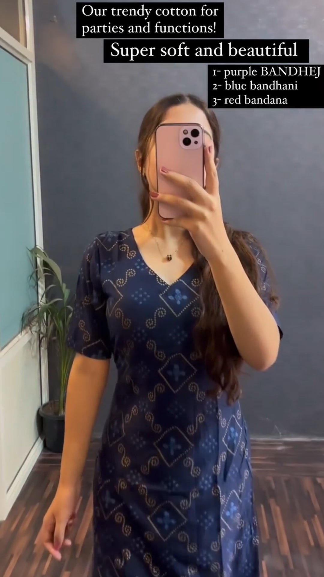 New Womens Blue Soft Cotton Printed Kurti