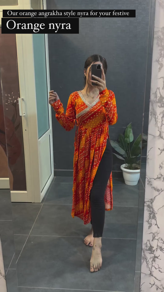 Orange Nayra Kurti For Womens