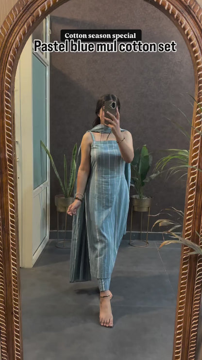 Everyday Comfort Pastel Blue Mul Cotton Set
