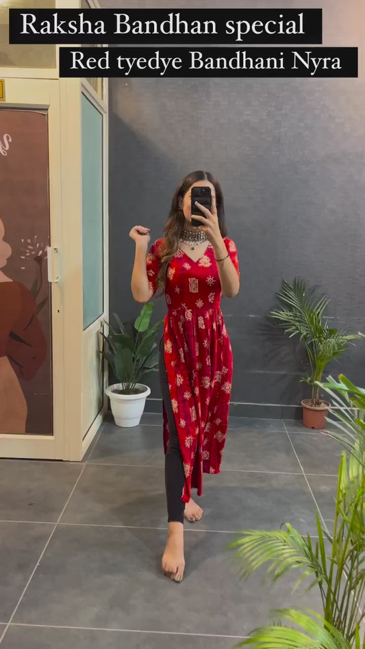 New Red Cotton Tyedye Bandhani Nyra