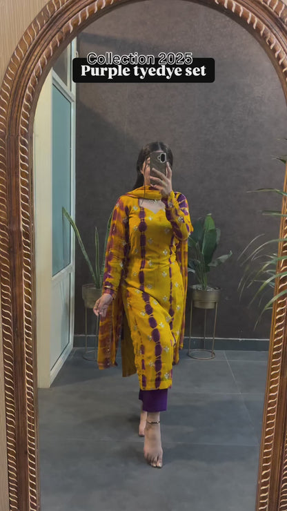 Royal Purple Mustard Tie-Dye Suit Set
