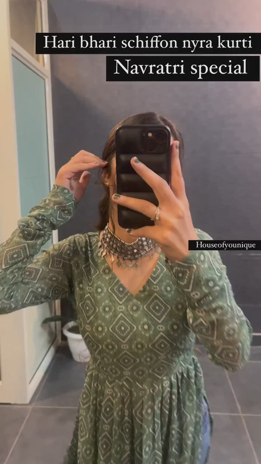 Presented New Printed Schiffon Nyra Kurtis