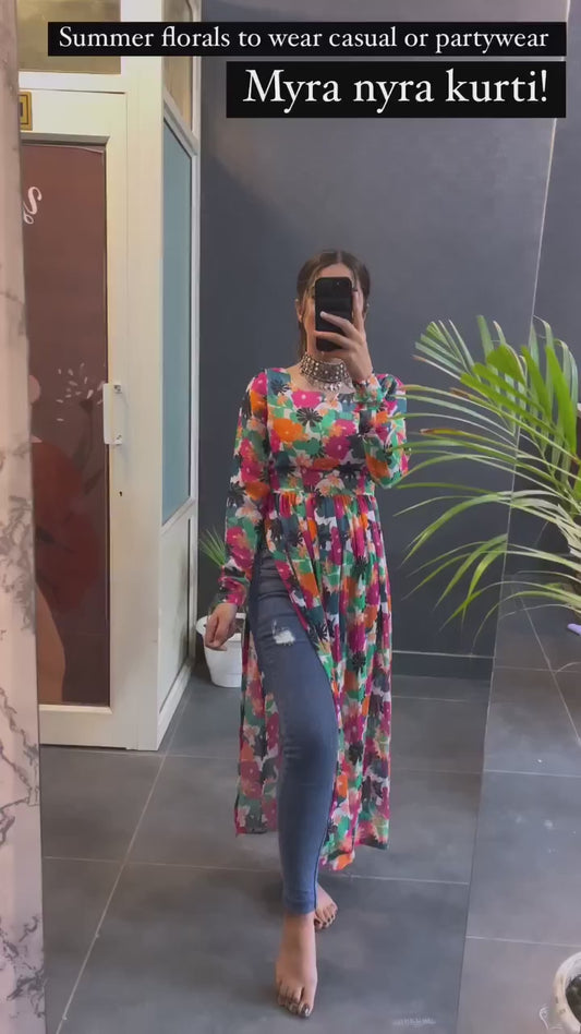 Presented New Partywear Floral Nyra Kurtis